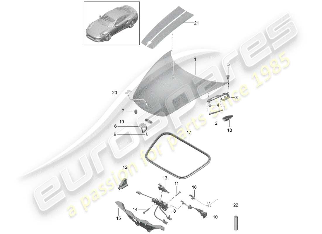 porsche 991 turbo (2014) cover parts diagram