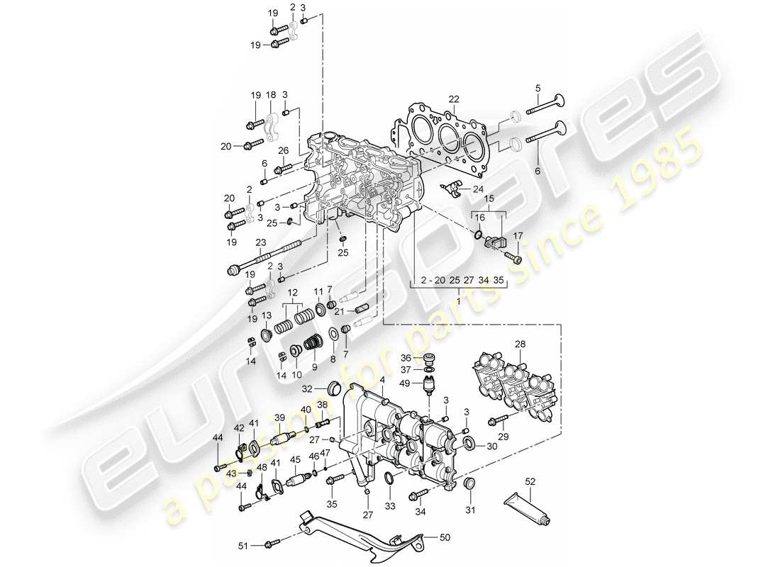 porsche cayman 987 (2006) cylinder head parts diagram