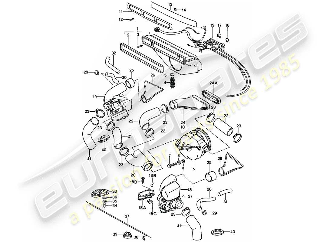 porsche 911 (1983) ventilation - heating system 1 parts diagram