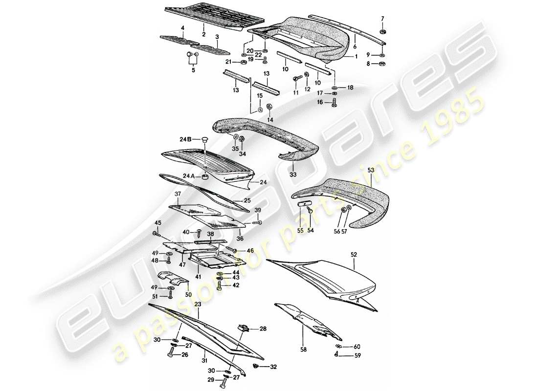 porsche 911 (1983) rear spoiler parts diagram