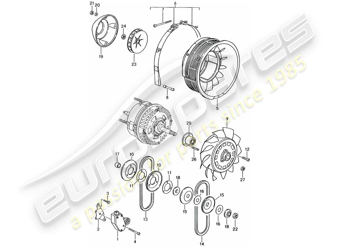 porsche 993 (1997) air cooling part diagram