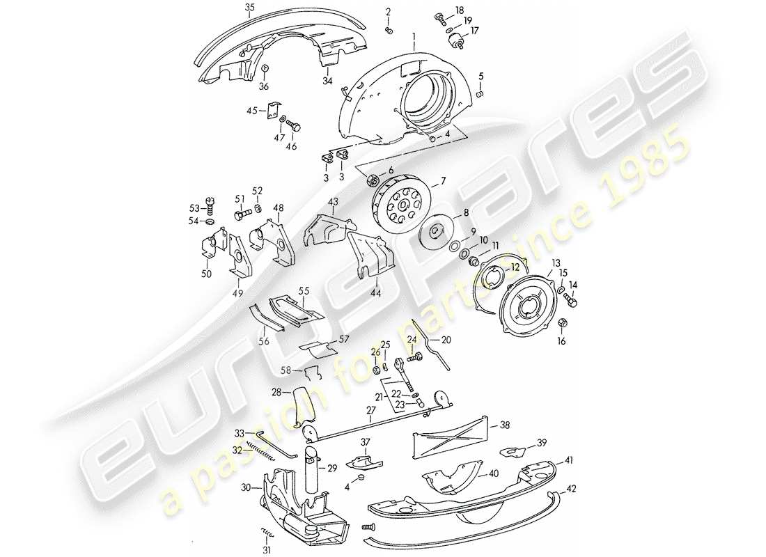 porsche 356/356a (1958) air cooling part diagram