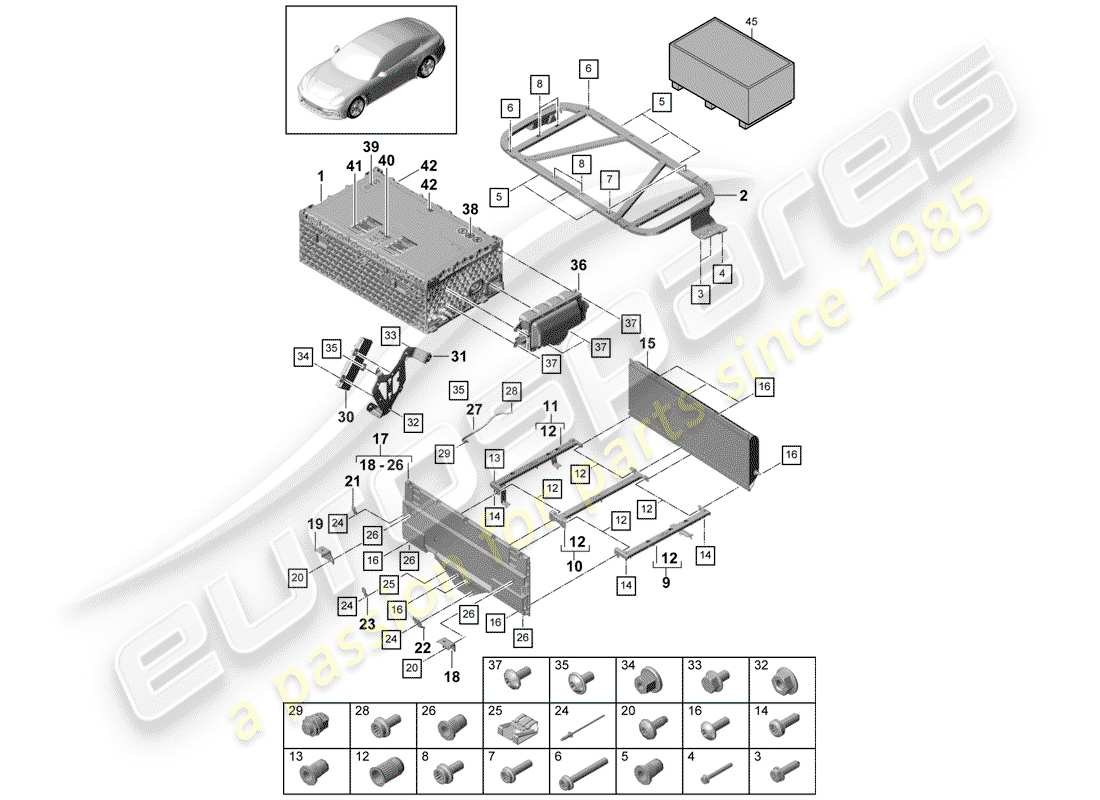 porsche panamera 971 (2019) battery parts diagram
