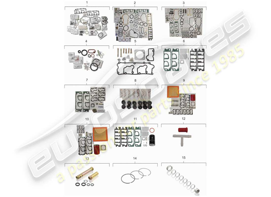 porsche 964 (1989) gasket set - repair kits - maintenance set part diagram