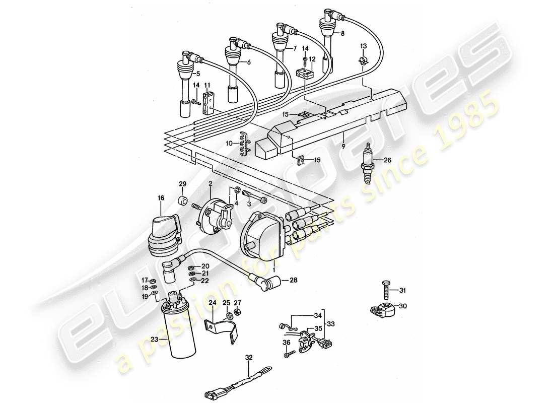 porsche 968 (1994) engine electrics 1 part diagram