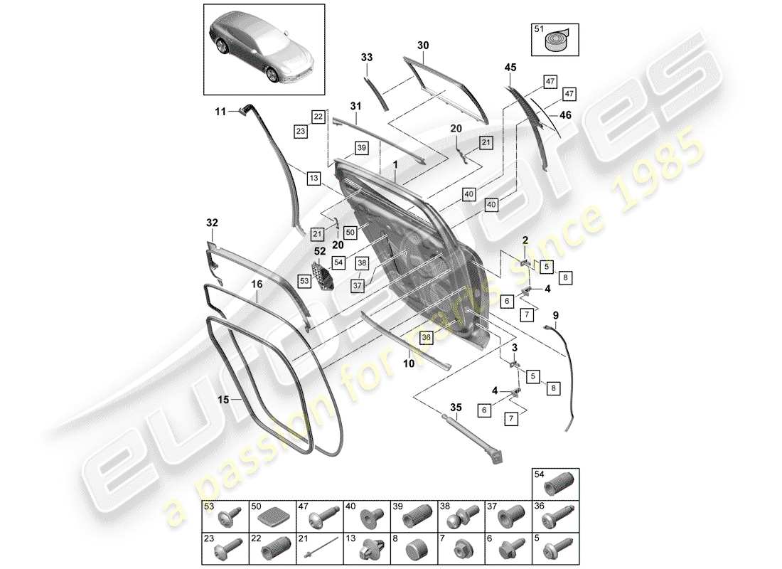 porsche panamera 971 (2019) gasket parts diagram