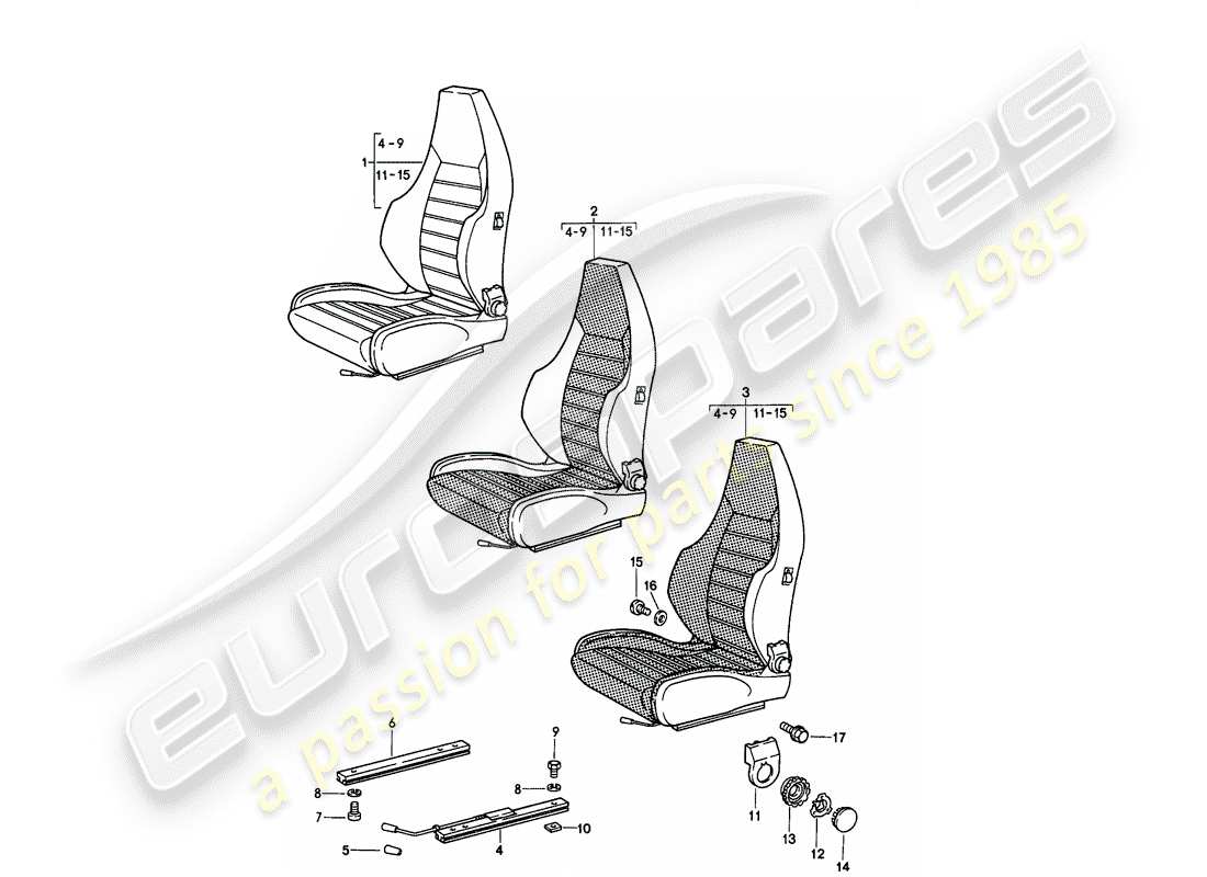 porsche 911 (1985) sports seat - complete - d >> - mj 1984 part diagram