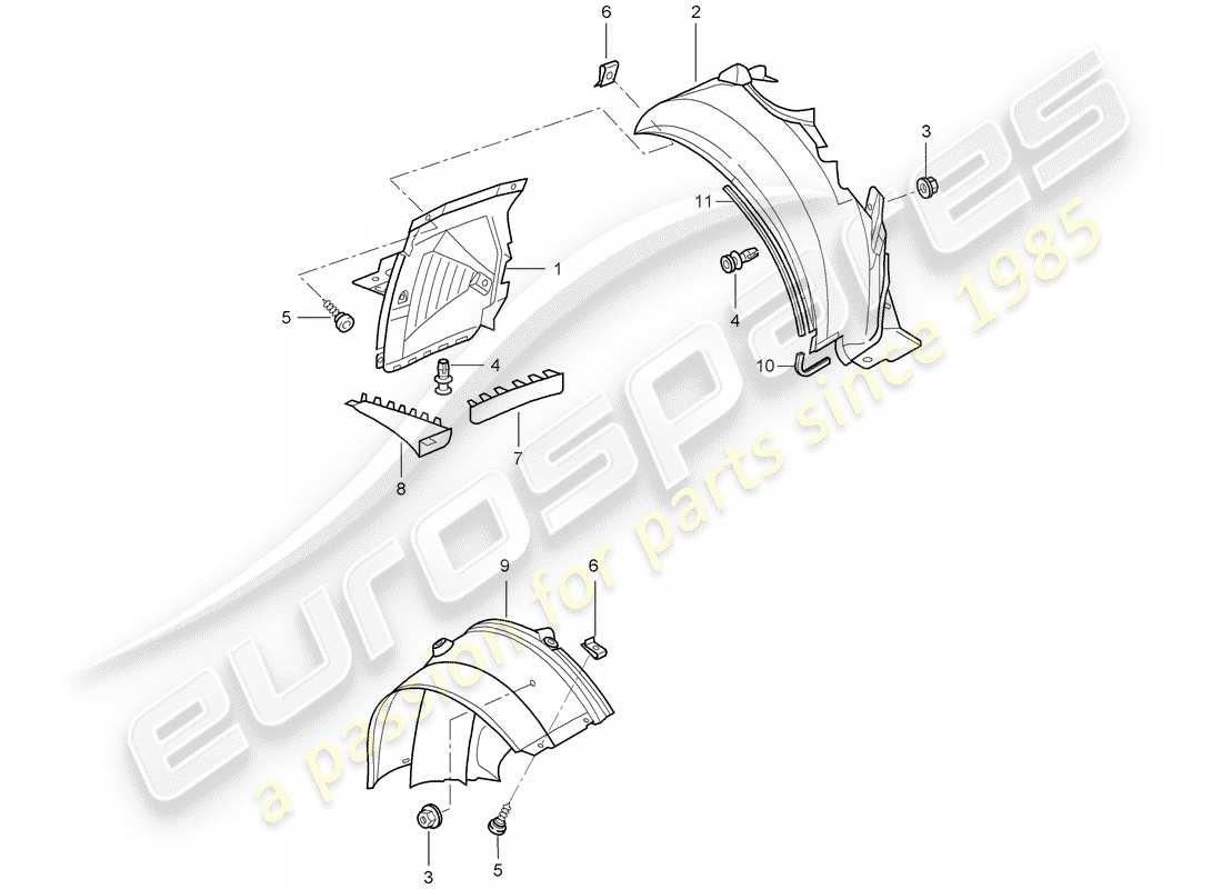 porsche 996 (2000) trims - for - wheel housing - d - mj 2002>> part diagram