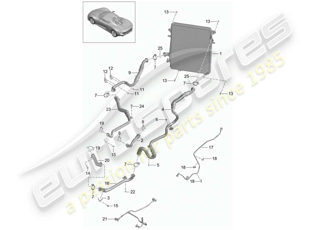 porsche 918 spyder (2015) engine lubrication parts diagram