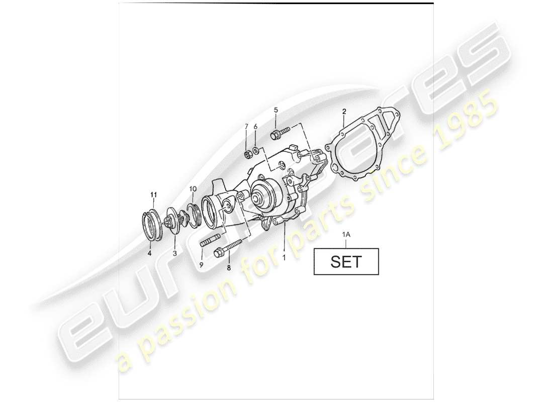 porsche 944 (1988) water pump parts diagram