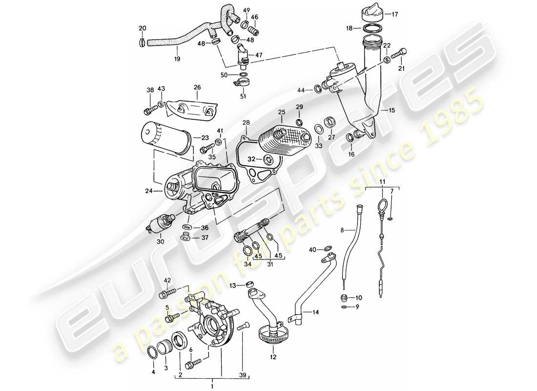 porsche 944 (1989) engine lubrication part diagram