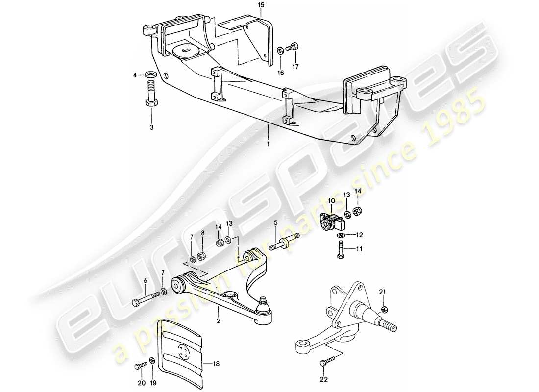 porsche 944 (1987) track control arm - cross member parts diagram