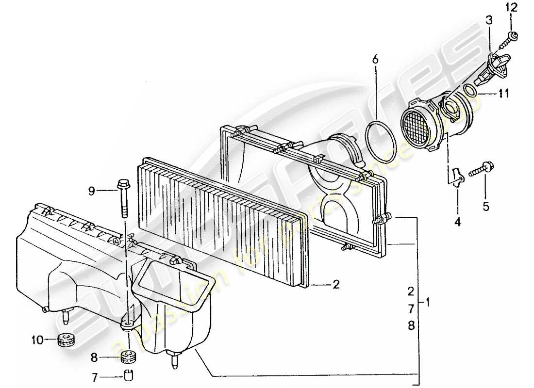 porsche 996 gt3 (2004) air cleaner parts diagram