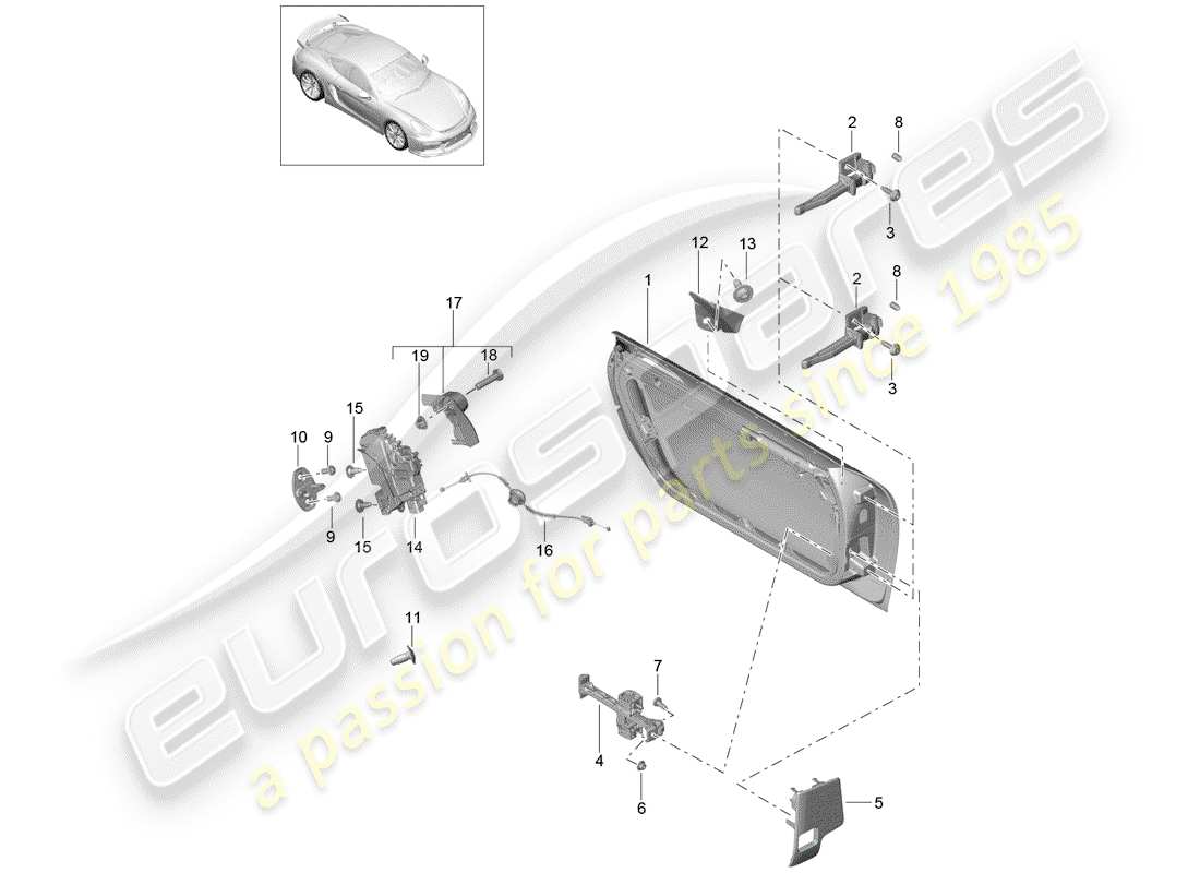 porsche 2016 door shell part diagram