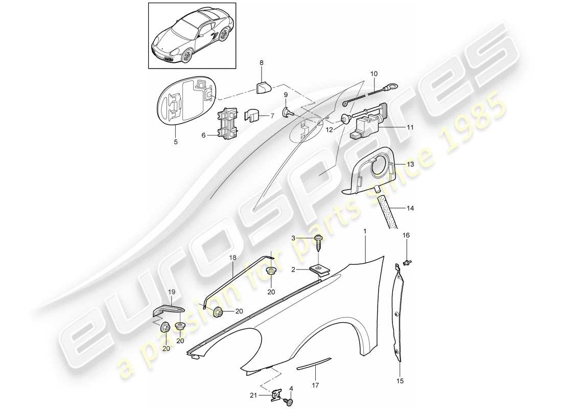 porsche cayman 987 (2010) fender parts diagram