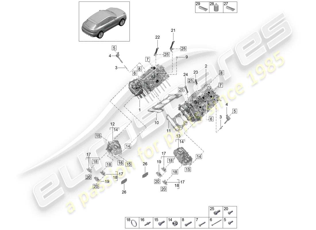 porsche macan (2020) cylinder head part diagram