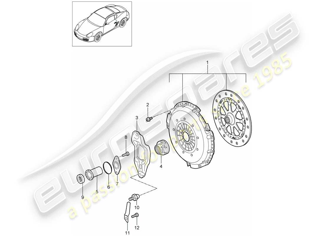 porsche cayman 987 (2010) clutch parts diagram