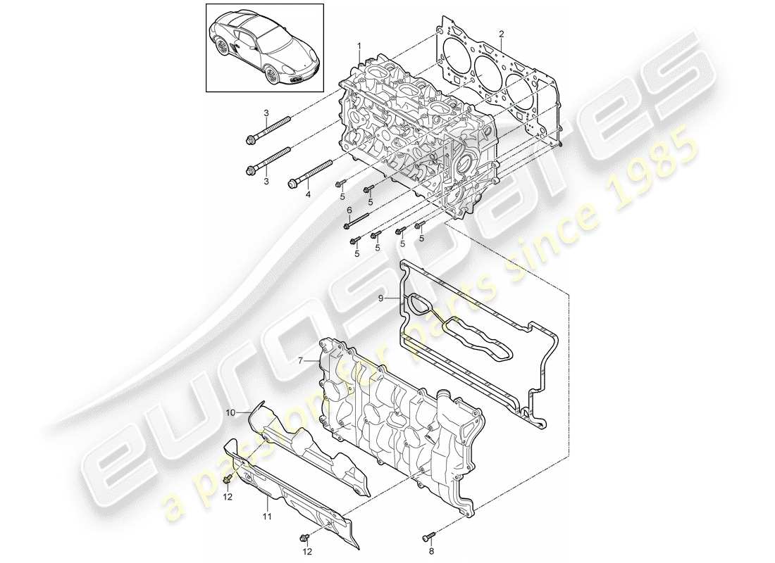 porsche cayman 987 (2010) cylinder head parts diagram