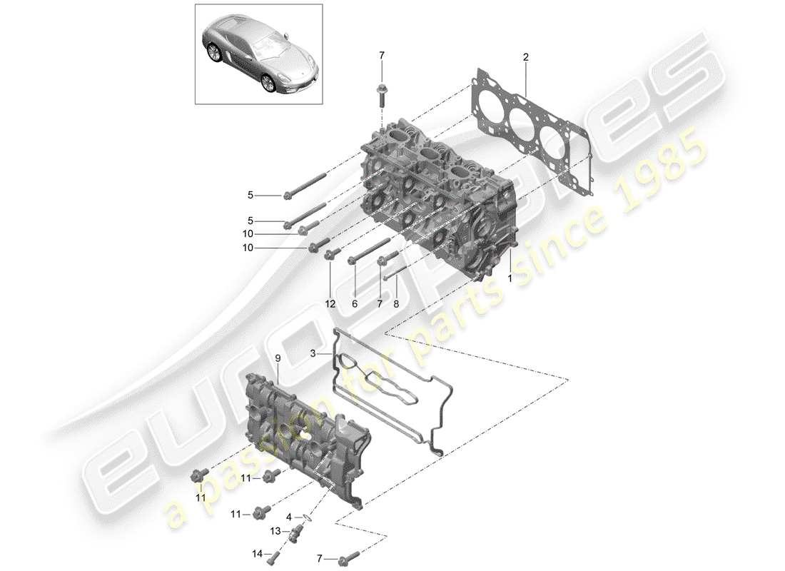 porsche cayman 981 (2016) cylinder head part diagram