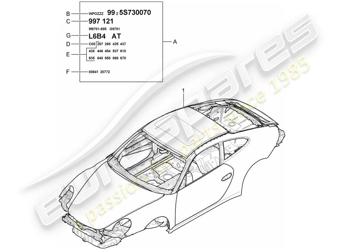 porsche 997 (2008) car body part diagram