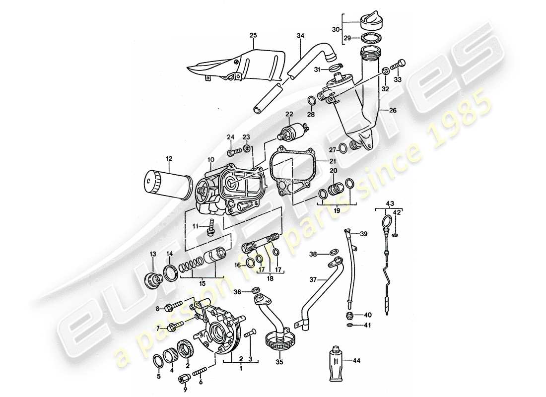 porsche 968 (1992) engine lubrication parts diagram