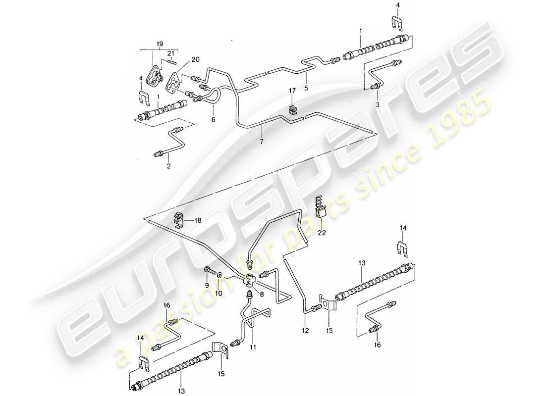 porsche 964 (1989) brake line - front axle - underbody - rear axle part diagram