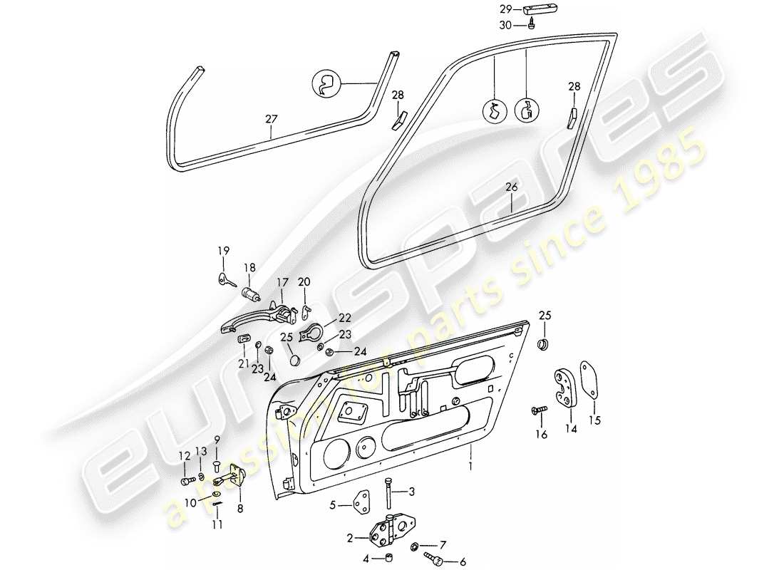 porsche 911/912 (1967) doors part diagram