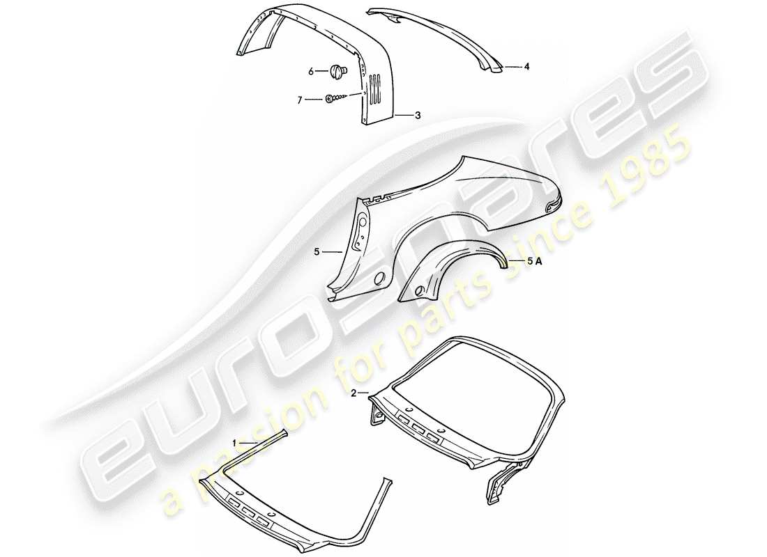 porsche 911 (1985) exterior panelling - to fit use workshop material part diagram