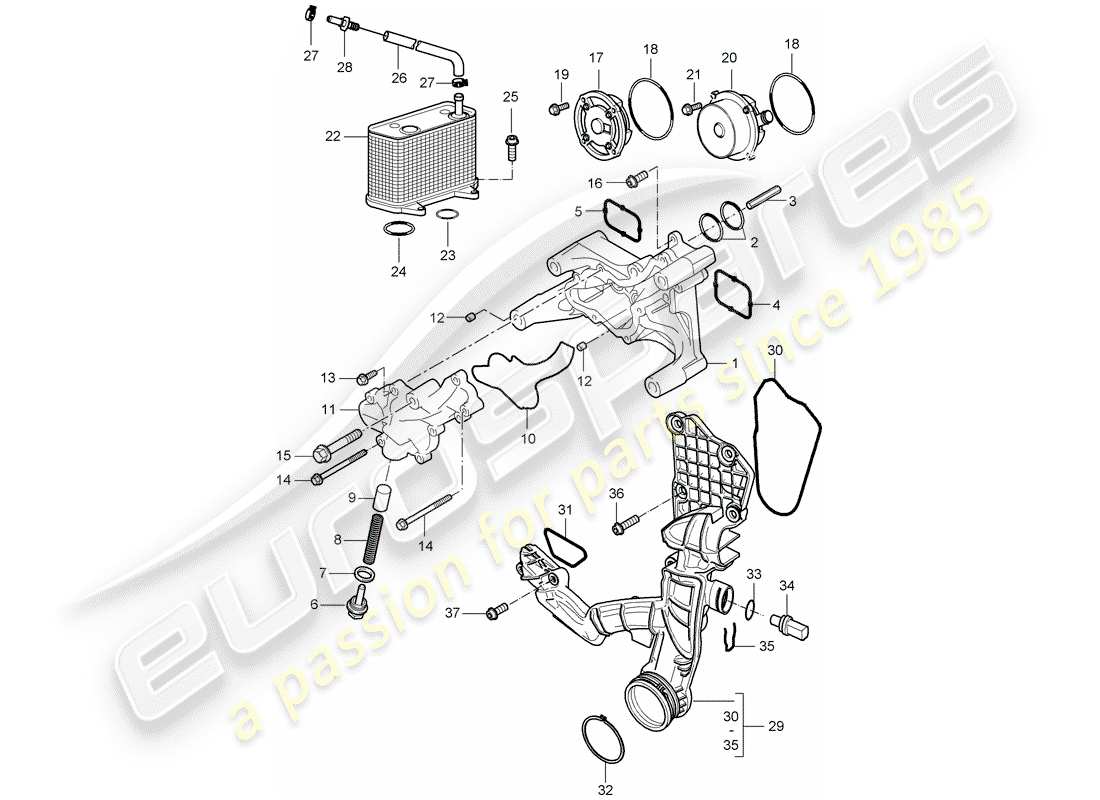 porsche cayman 987 (2006) oil pump part diagram