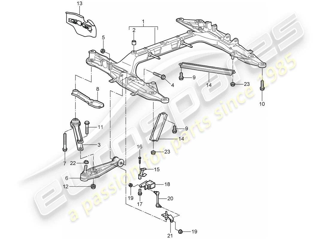 porsche cayman 987 (2006) cross member part diagram