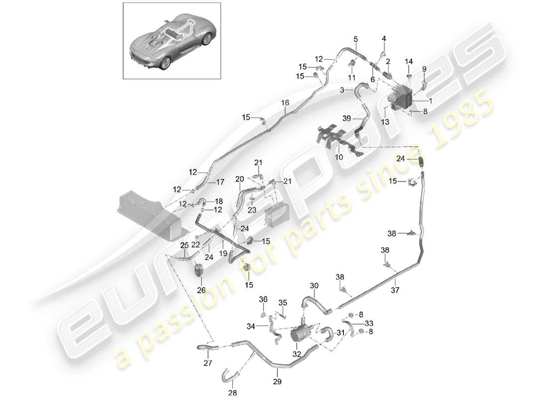 porsche 918 spyder (2015) hybrid parts diagram