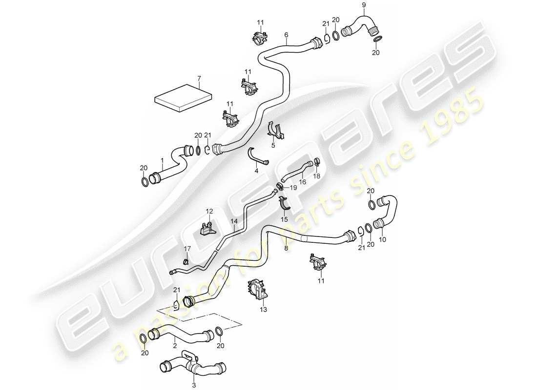 porsche 997 t/gt2 (2009) water cooling 1 parts diagram