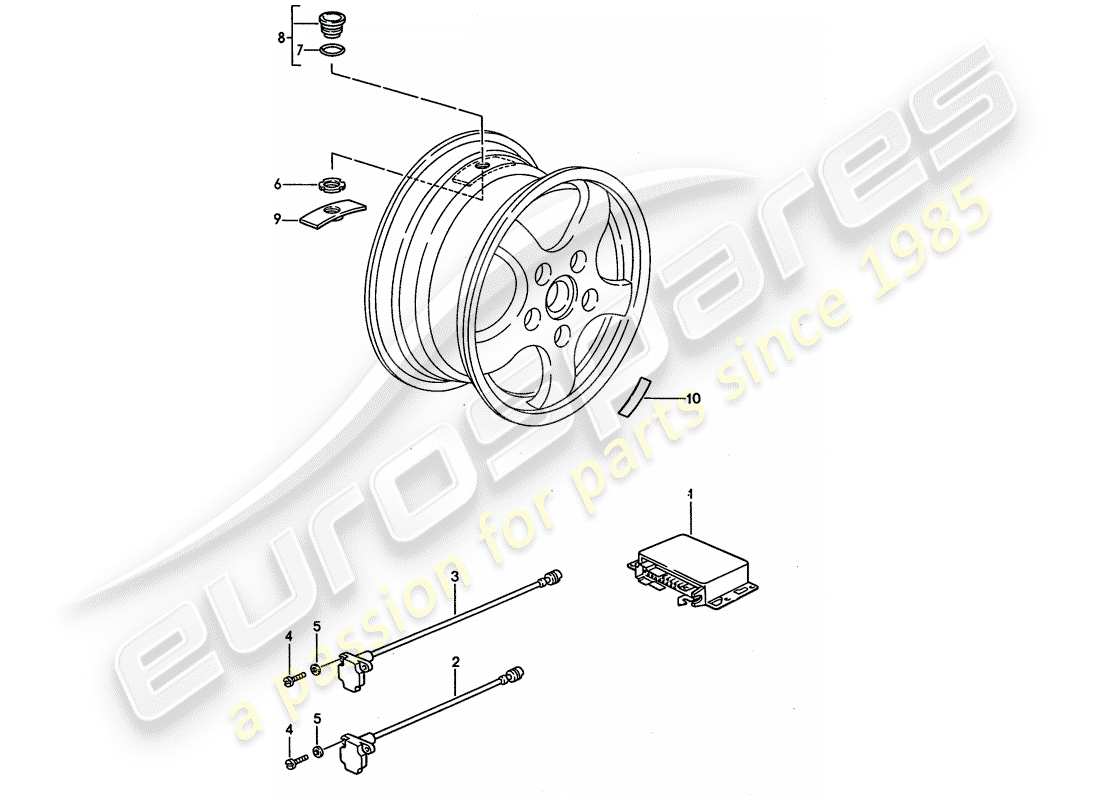 porsche 928 (1993) tire pressure control system - d >> - mj 1993 part diagram