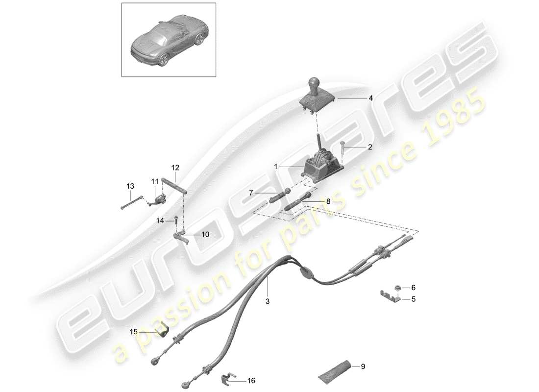 porsche boxster 981 (2015) transmission control parts diagram