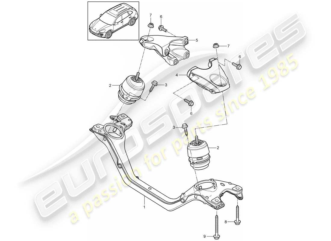 porsche cayenne e2 (2011) engine lifting tackle part diagram