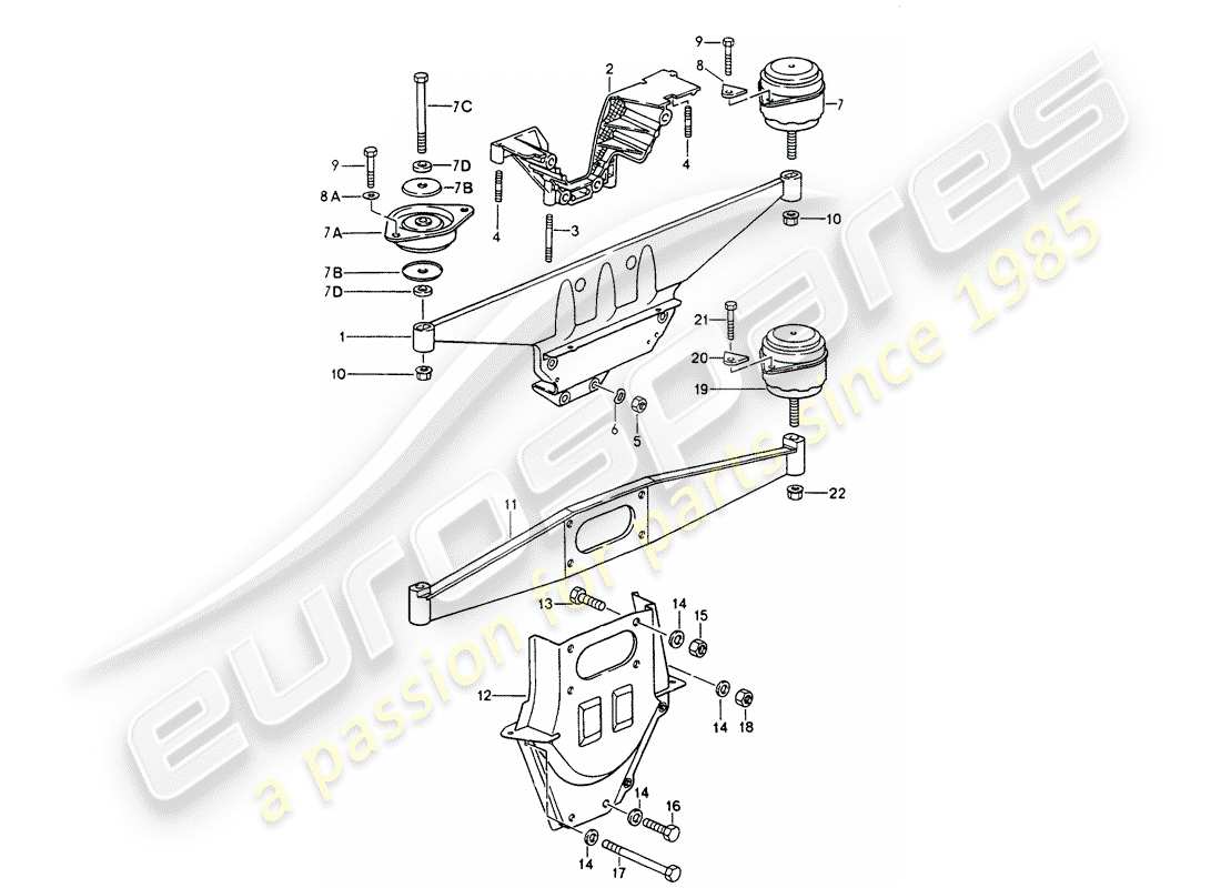 porsche 964 (1994) engine suspension part diagram