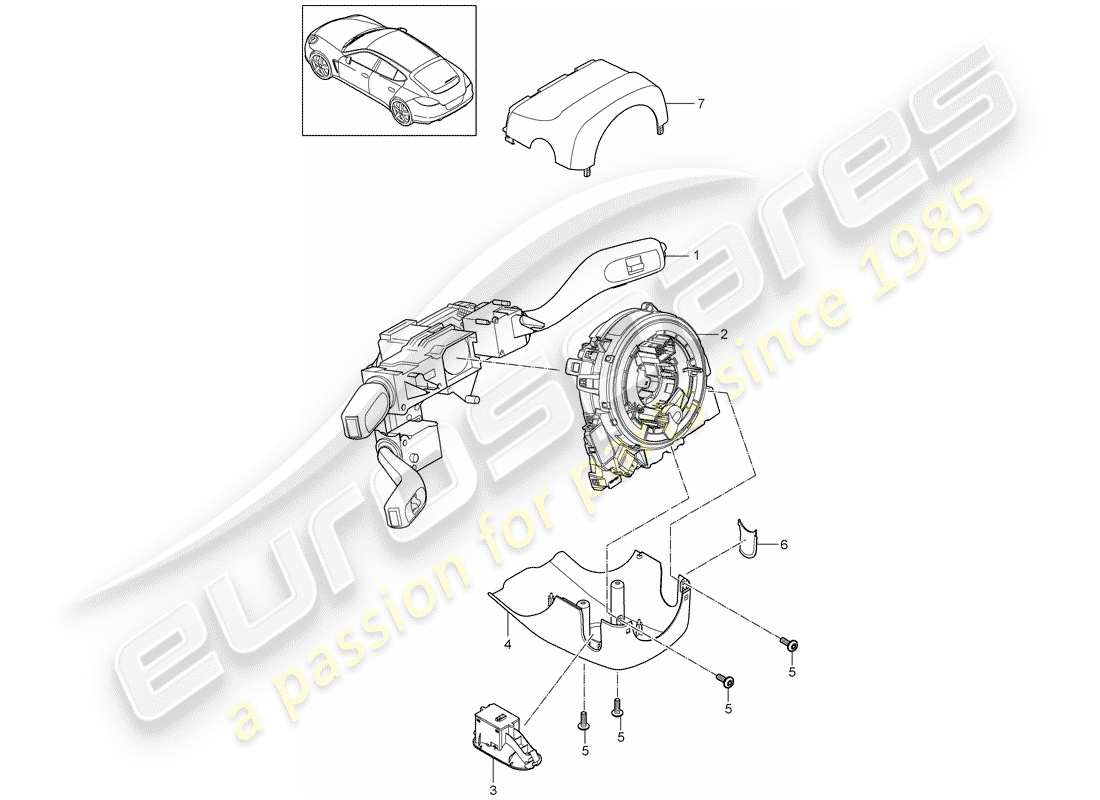 porsche panamera 970 (2016) steering column switch part diagram