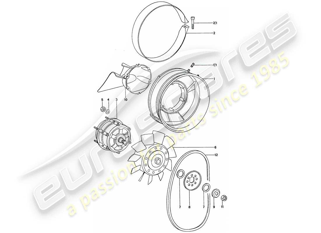 porsche 1975 (911) air cooling parts diagram