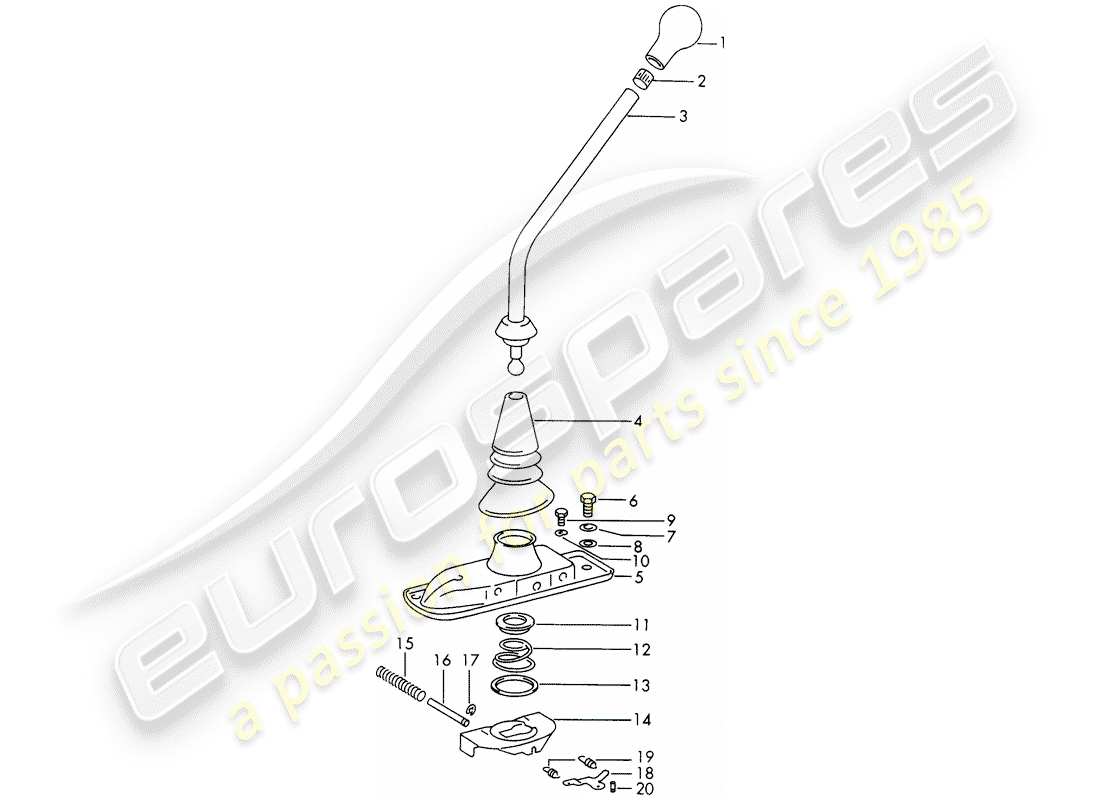 porsche 911 (1973) shift lever - transmission control - 4th/5th gear - model year - -71/72- part diagram