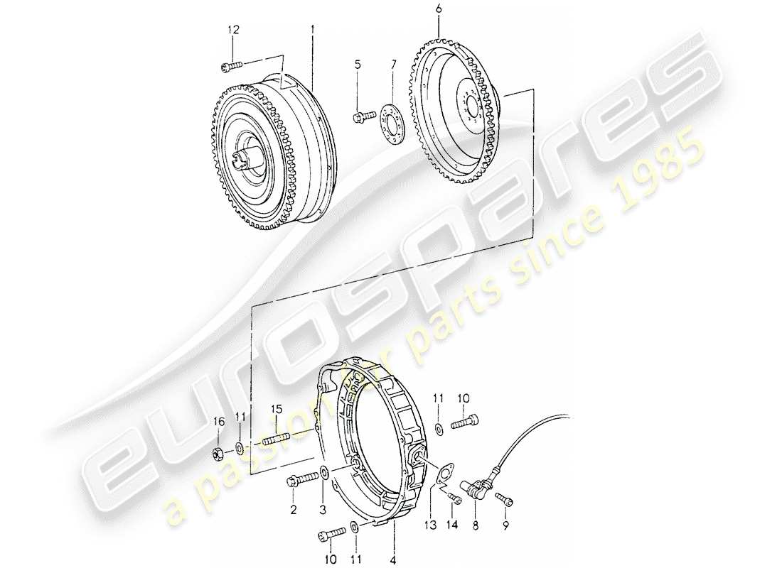 porsche 964 (1990) tiptronic - torque converter part diagram