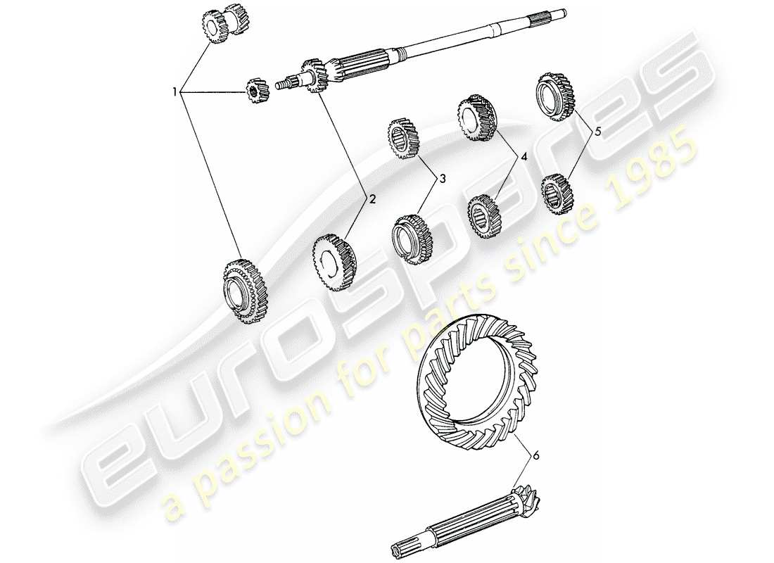 porsche 911/912 (1967) gear wheel sets - 5-speed - transmission part diagram