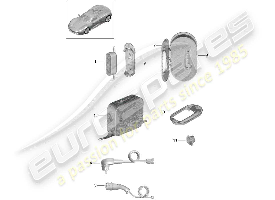 porsche 918 spyder (2015) ac charging station parts diagram