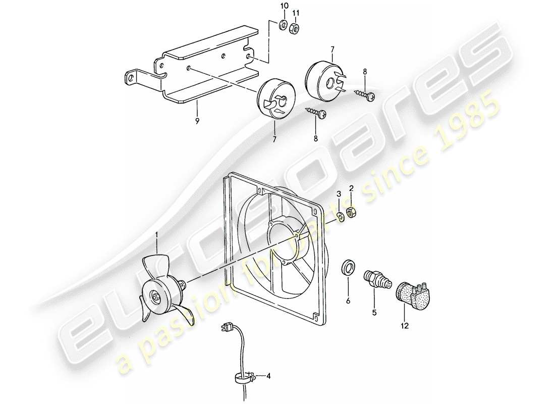 porsche 944 (1989) electric fan part diagram