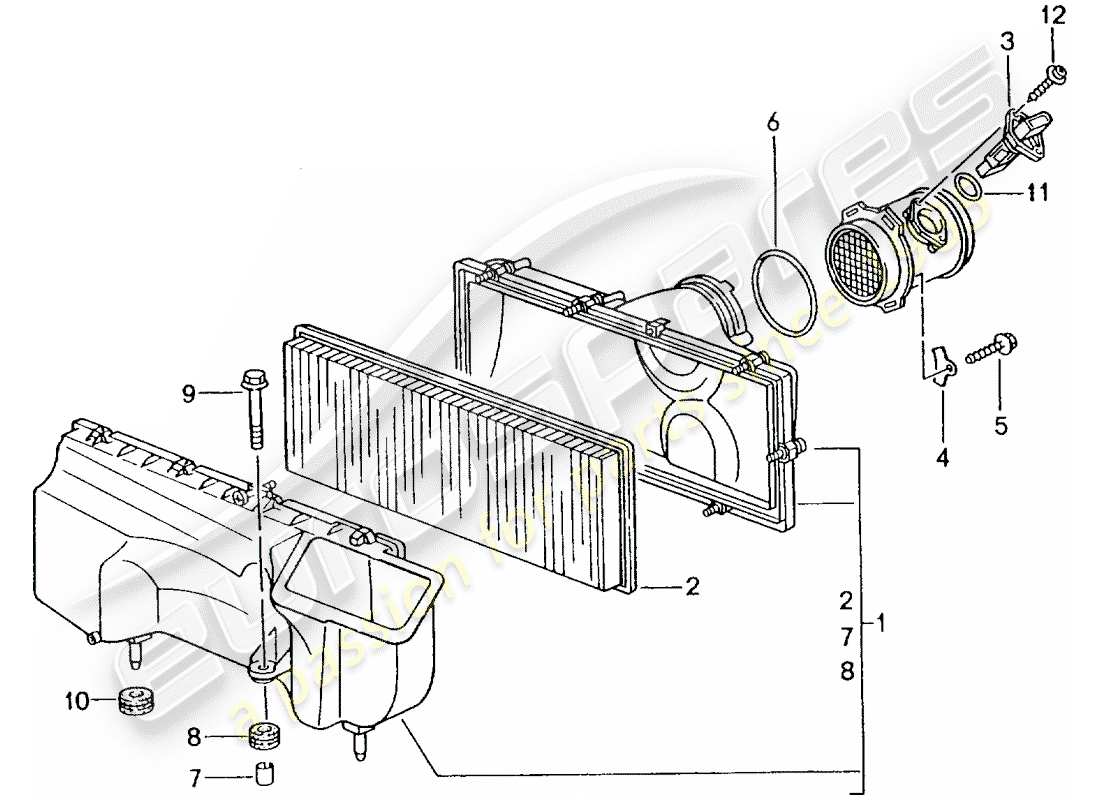 porsche 996 gt3 (2001) air cleaner part diagram