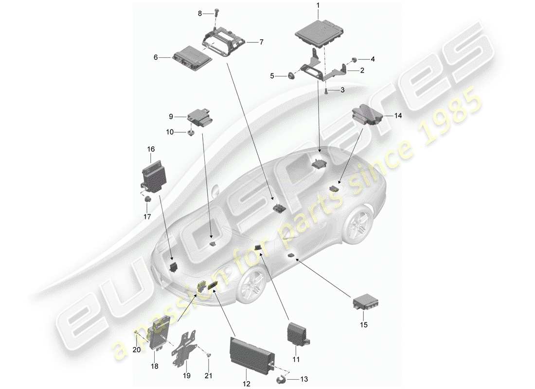 porsche 991 (2012) control units part diagram