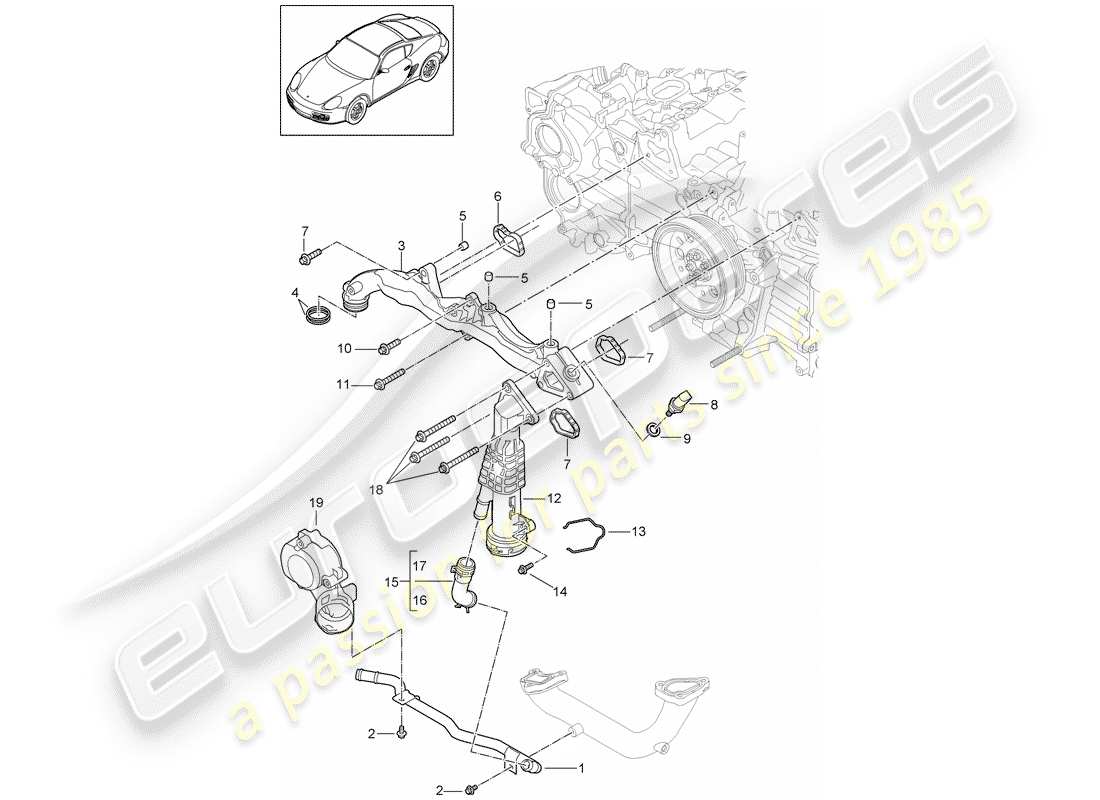 porsche cayman 987 (2012) sub-frame part diagram