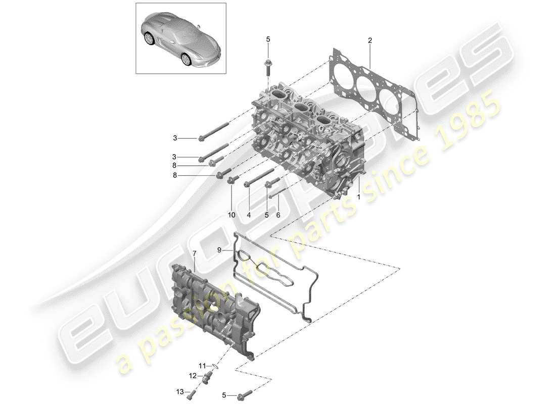 porsche 2016 cylinder head parts diagram