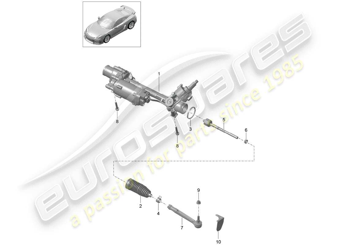 porsche 2016 steering gear part diagram