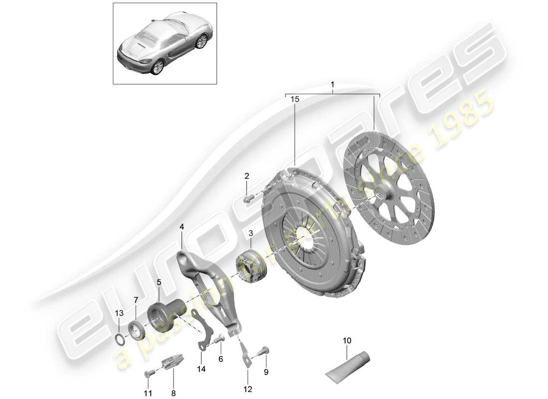 porsche boxster 981 (2015) clutch parts diagram