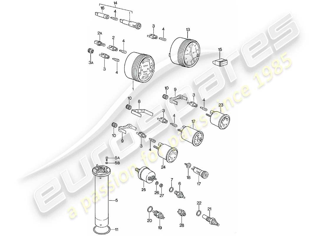 porsche 924 (1980) instruments part diagram